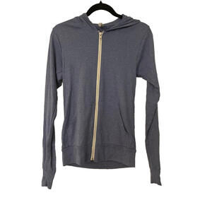 Bella + Canvas Unisex blue  Full Zip Hoodie Sweatshirt light weight XS New